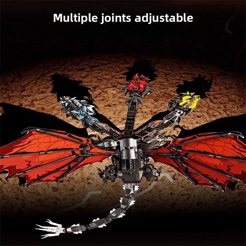 994PCS MOC Building Blocks Set Three Head Flying Dragon Sail Joint Adjustable Wings Movable Da Legend Children's Toy Gift