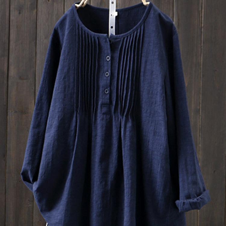 Cotton Linen Plus Size T-shirt Tops for Women Autumn Winter Loose Blouse Large Pullover Shirts Tees Female Clothing Y2K Top