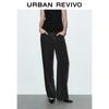 UR 2025 Spring Women's Retro Washed Plaid Wide-Leg Casual Pants