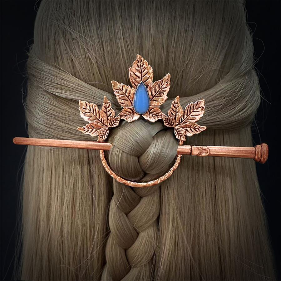 New Gothic Retro Cow Skull Skeleton Moonstone Hair Clips Hairpins for Women Fashion Deer Horn Hair Stick Hair Styling Tools