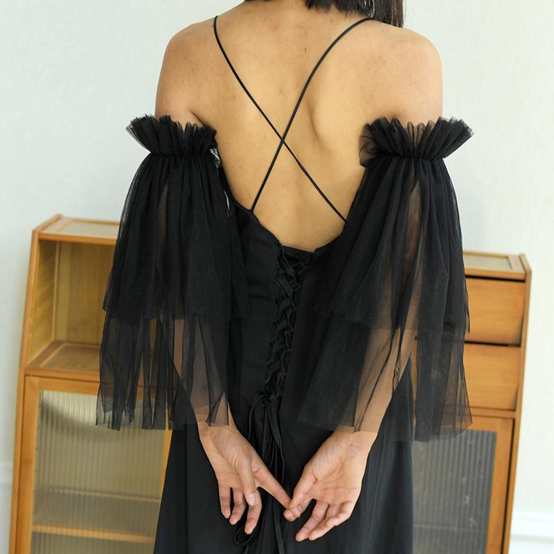 Weißes Abnehmbares Gaze Mehrschichtiges Hochzeitskleid Puffärmel Fee Elastische Deko Brautärmel Party Fotoshooting Zubehör