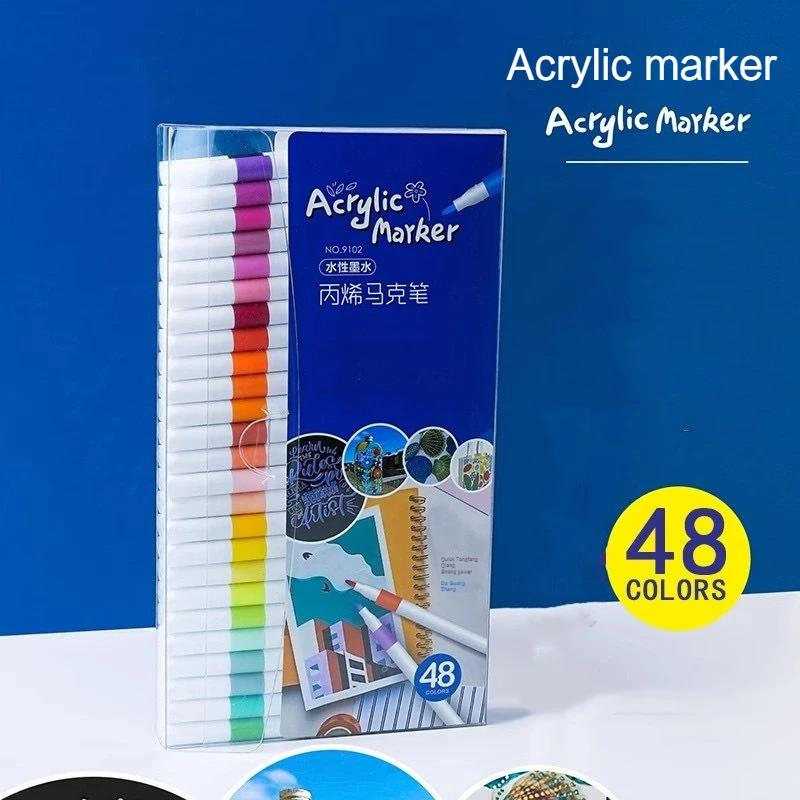 Set di pennarelli acrilici 12-60 colori Penna Pittura Arte Pennarello Punta Morbida per Bambini Pittura su Pietra Ceramica Vetro Legno Tessuto