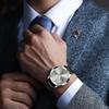 OLEVS Men's Analog Quartz Watch Black Waterproof Leather Strap Date Display Stylish Business Casual Lightweight