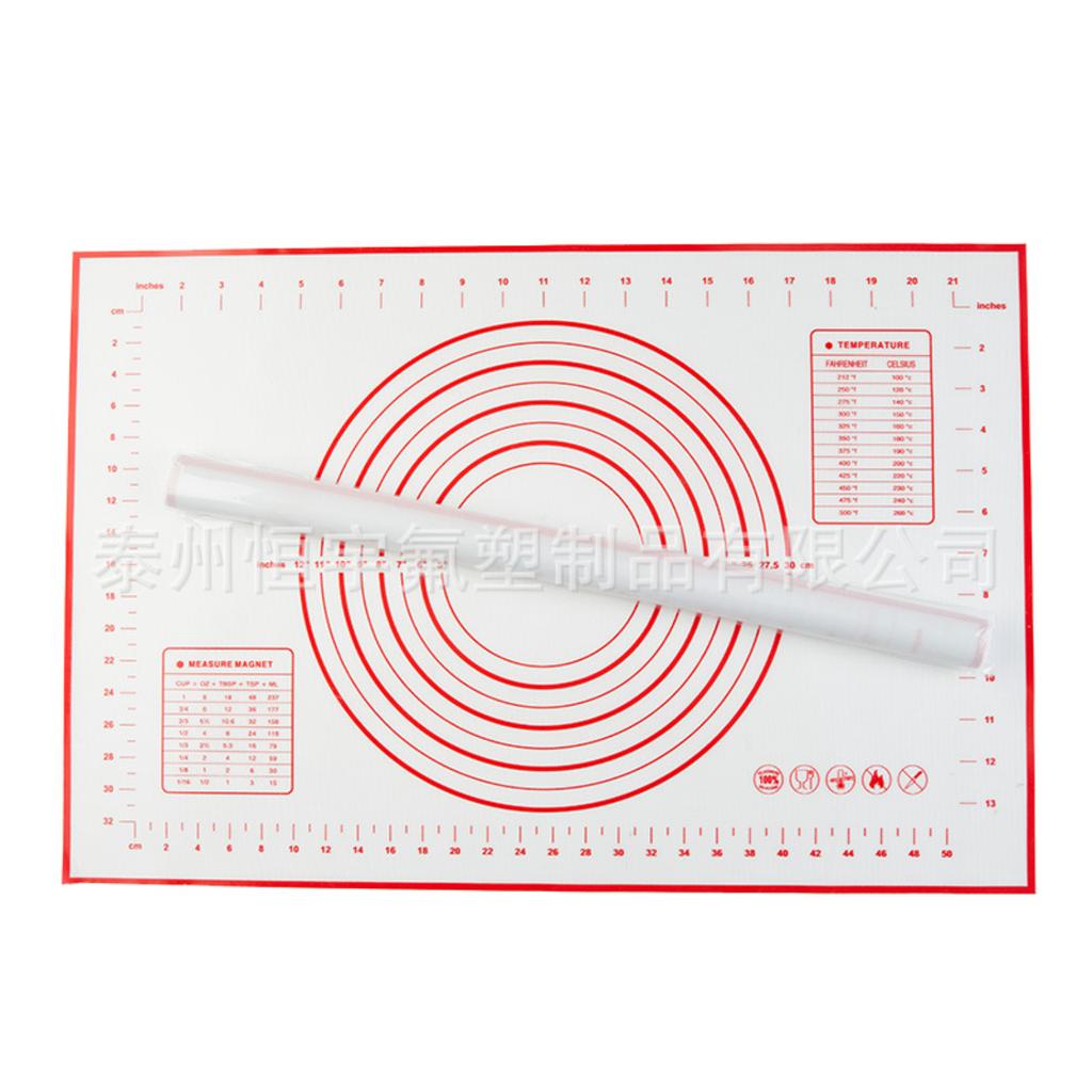 Large Silicone Dough Kneading Mat Rolling Pin Baking Mat Non Slip Heat Insulation for Kitchen