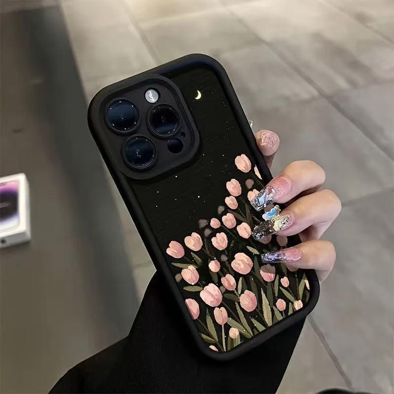 

Pink Tulip Night Sky Phone Case for iPhone 17/16 Pro Max/15/14/13 iPhone 11 Pro Max