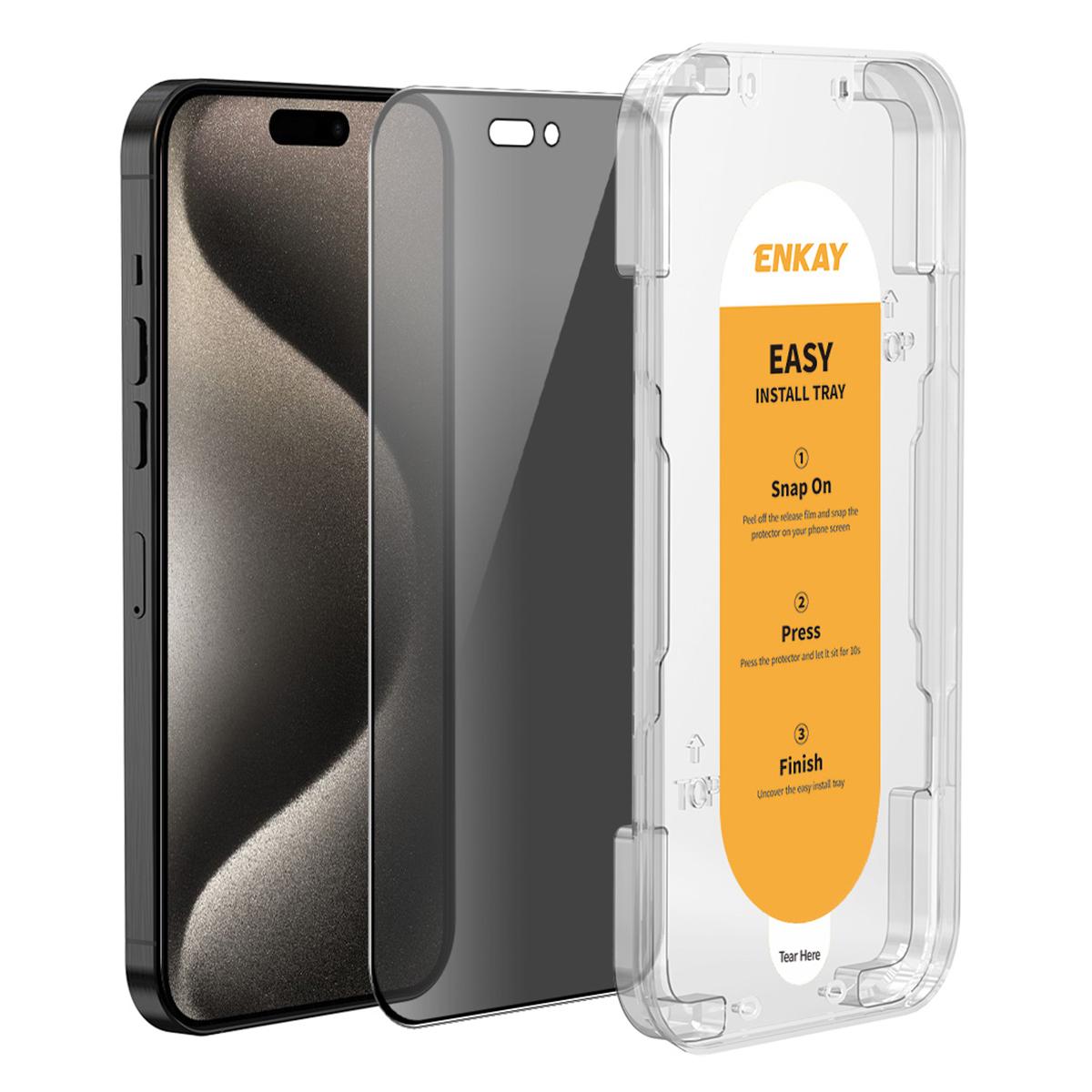 

ENKAY HAT PRINCE For iPhone 15 Pro Max Screen Protector Privacy Full Coverage Anti-fingerprint Film As Shown A