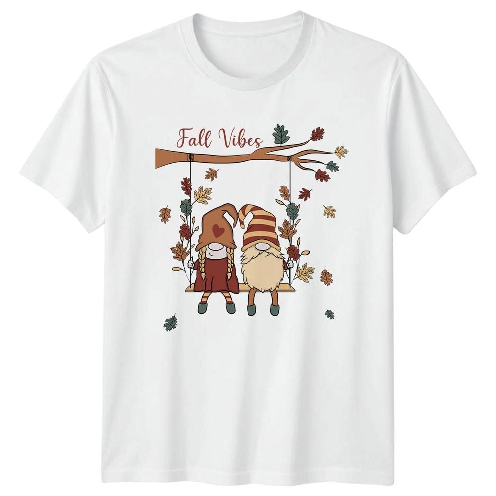 Fall Vibes TShirt Autumn Couple Gnome Gift For Him And Her S