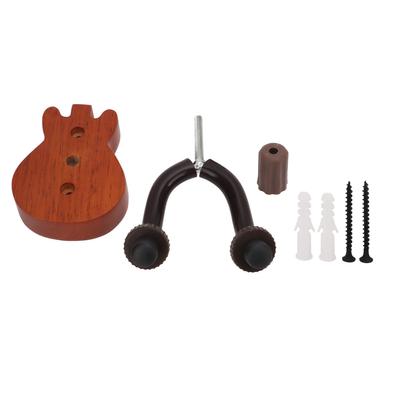 Support Mural pour Guitare Hêtre Métal Marron Vintage Crochet Support pour Guitares Basse Ukulélé