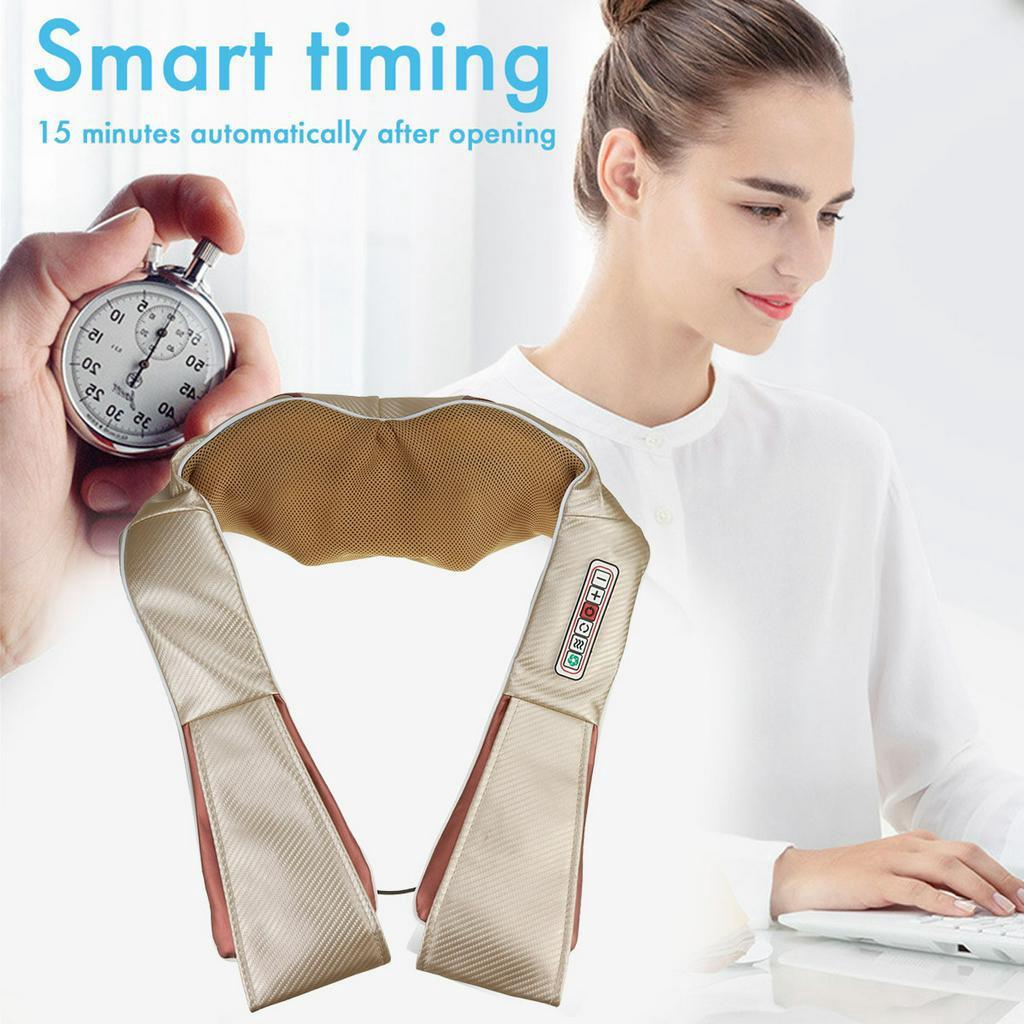 100-220V Cordless Rechargeable Neck Shoulder Massager Shiatsu Massage 3D Nodes Bidirectional Rotation Optional Heat