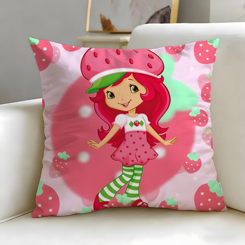 Classic Cartoon Strawberry Shortcake Cushion Cover Soft EasyWash Pillow Case Versatile for Couch Bed Travel and Office