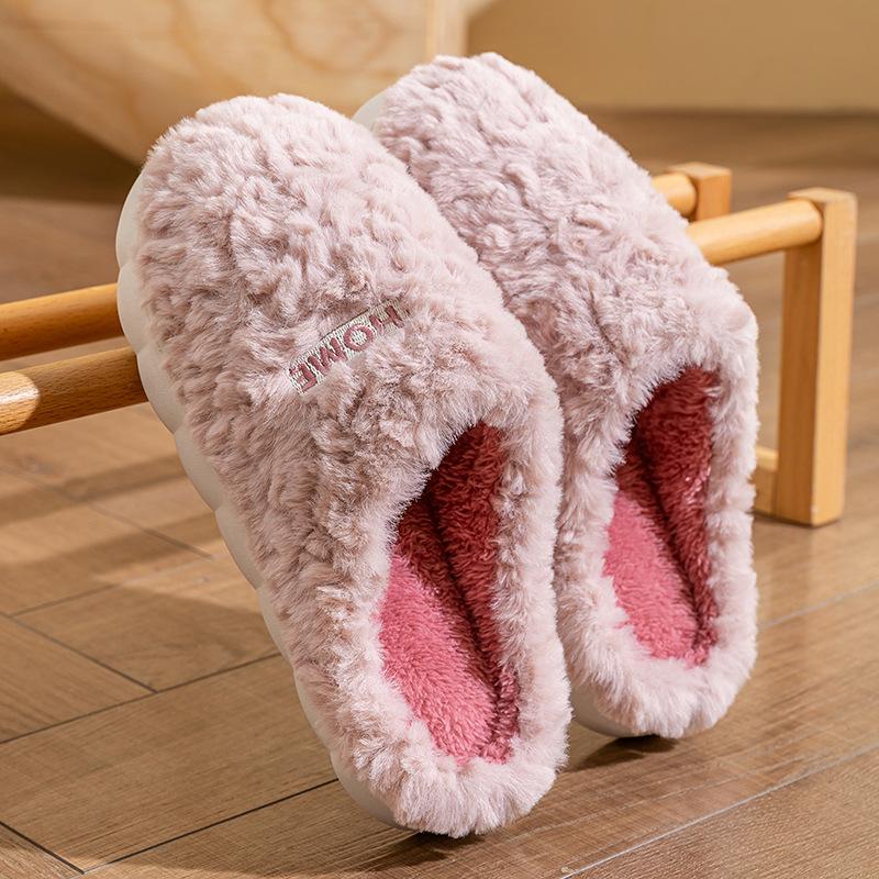 

Хлопковые тапочки женские новые зимние носки высокий каблук-рюкзак домашние комнатные толстая подошва нескользящие теплые плюшевые хлопковые туфли Size 36-37 [Shoes are 1-2 sizes smaller]