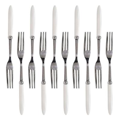 Premium Stainless Steel Fork, White, 10 Pieces, Korean Popular Tableware