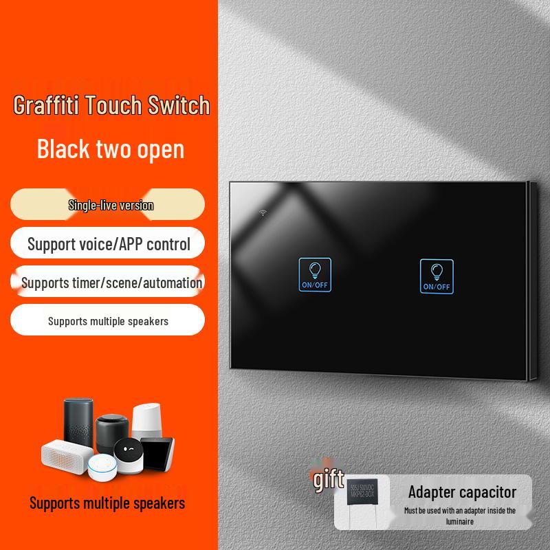 Graffiti Smart WiFi Wall Switch with Alexa & Google Voice Control, US/EU Specs, Touch Panel