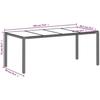 VidaXL Garden Table with Glass Top, Dining Table, Meal Table, Outdoor Patio Terrace Furniture, Light Grey 368128