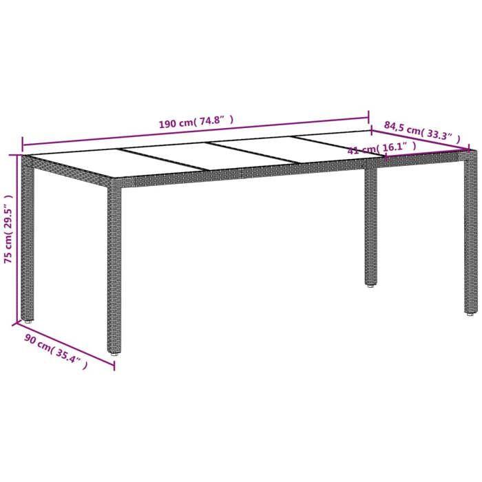 VidaXL Garden Table with Glass Top, Dining Table, Meal Table, Outdoor Patio Terrace Furniture, Light Grey 368128