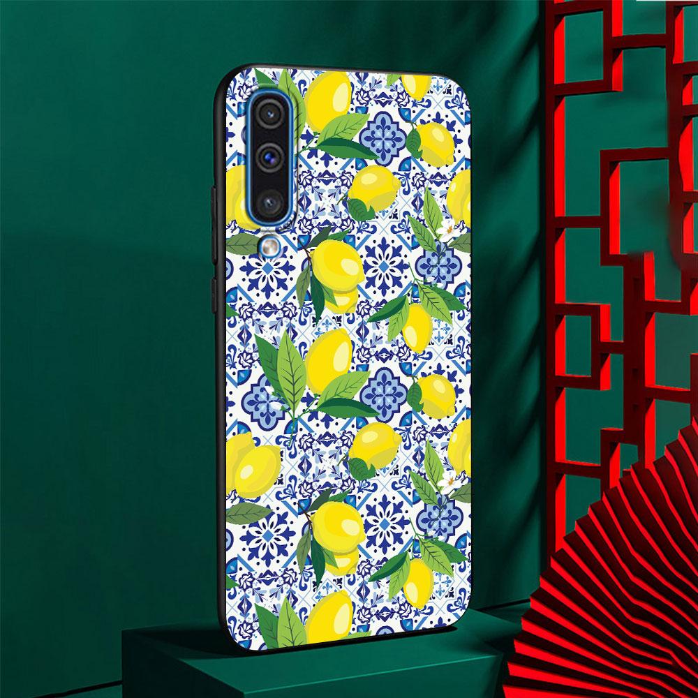 Mediterranean Lemon Case for Samsung Galaxy A10s A50 A50s A02s A03s A20 A30 A20e A70 A70s A20s A30s A10 TPU Black Phone Cover