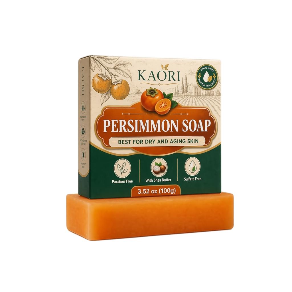 Persimmon Soap Bar for Dry and Aging Skin with Shea Butter Paraben Free Sulfate Free Gentle Cleansing 3 52 oz 100g Natural Ingredients