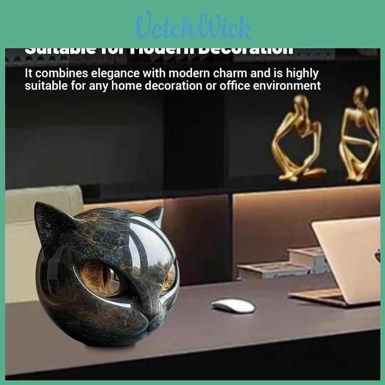 Creative Stone Patterned Cat Resin Ornaments For Party Decor And Giftgiving