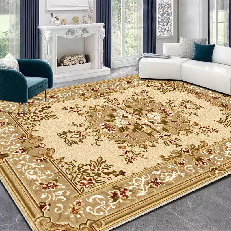 European Style Golden Large Living Room Carpets Luxury Decoration Washable Plush Bedroom Rug Lounge Tatami Non-slip Floor Mat