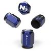 Alumania VU-006-BL Air Valve Cap for Nitrogen Gas Injected Vehicles, N2 Notation, Blue Hybrid Construction, Set of 4