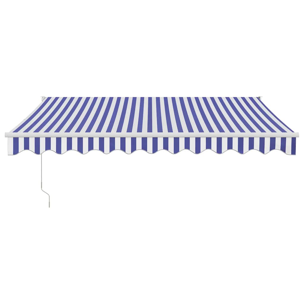 Retractable Awning Blue and White 3x2.5 M Fabric and Aluminum