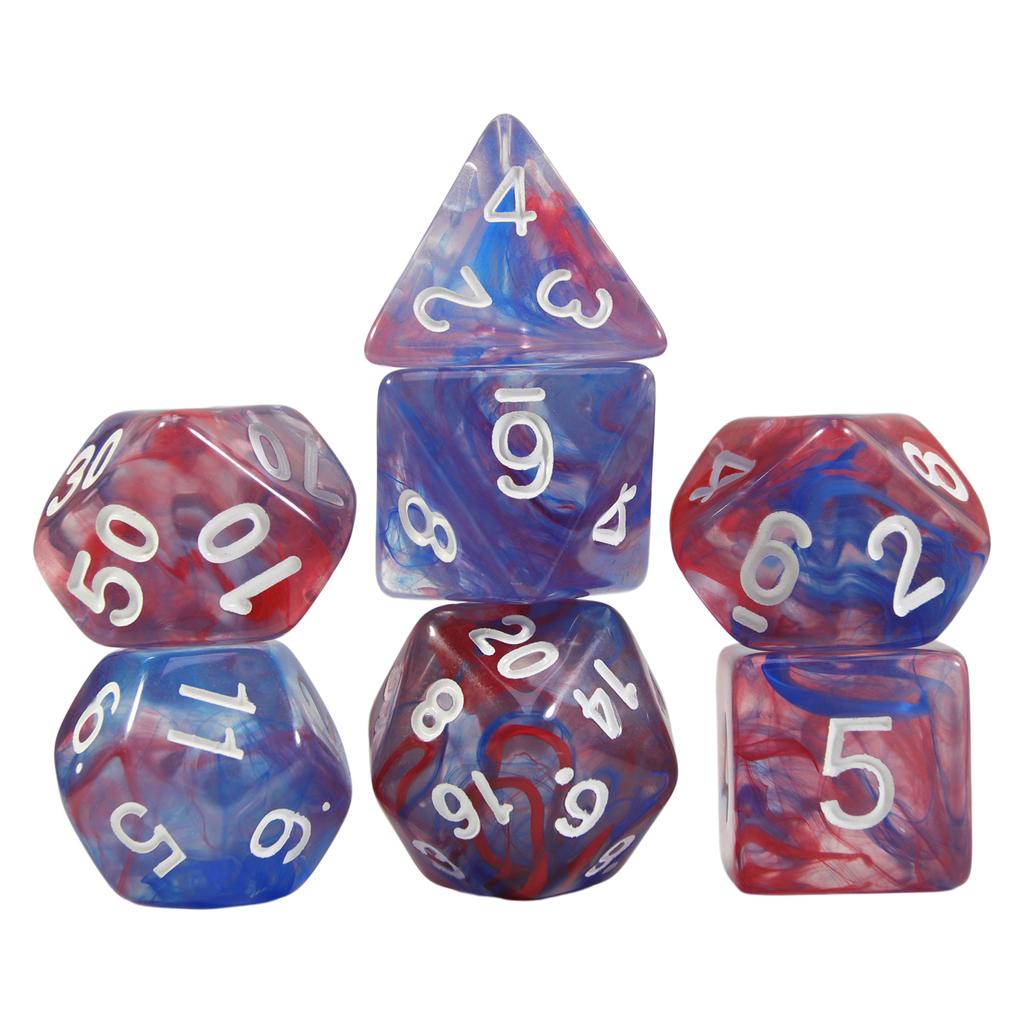 DND Dice Set 7pcs Multi Sided Dice with Haze Swirl Effect for Board Game DND TRPG, As Gift and Collection