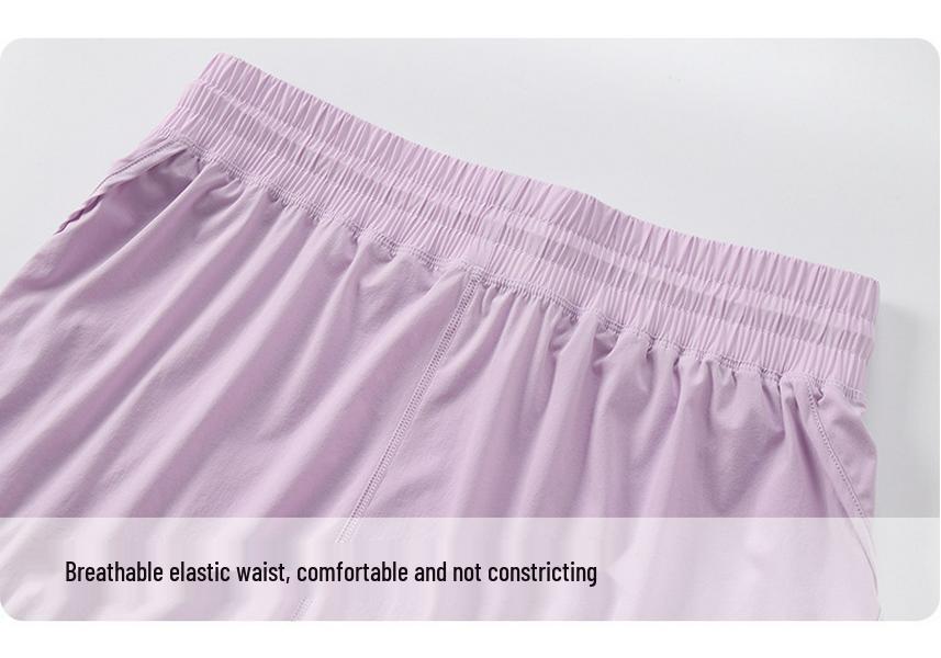 Women's Cooling Sun Protection Sports Shorts, Bare Feel Running & Yoga Skirt, Fake Two-Piece Anti-Exposure Design