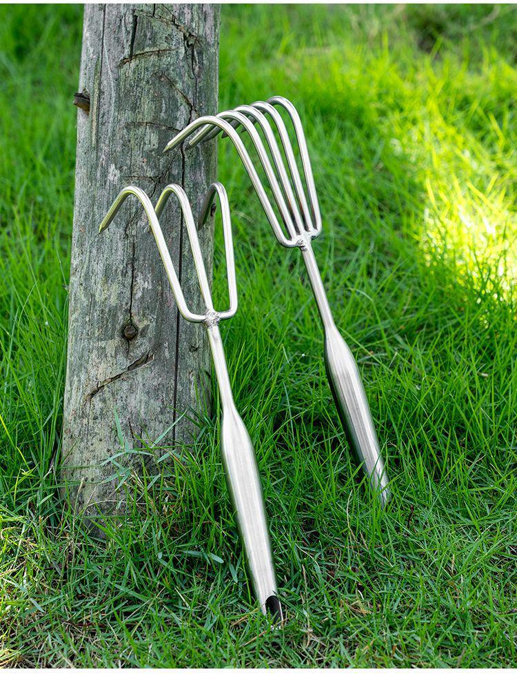 Stainless Steel One-Piece Handle Multi-Tine Garden and Seafood Rake