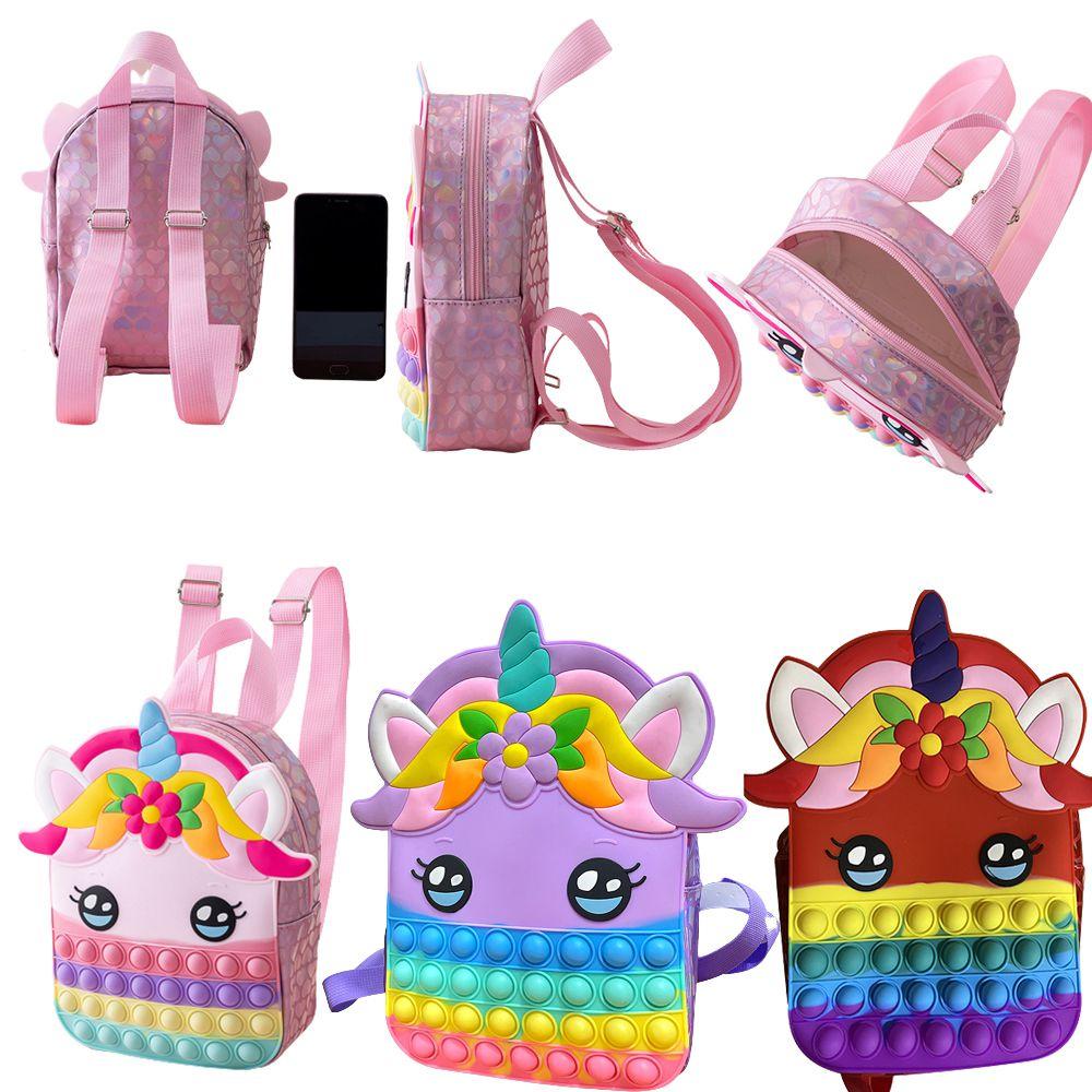 Sparkling Unicorn Pop Fidget It Toys Backpack Bag Stress Relief Toy For Kids