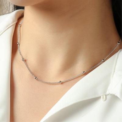 Korejský studentský náhrdelník Jednoduché kulaté korálky Boční řetízek s korálky Všestranné Lehké Luxusní Módní Šperky