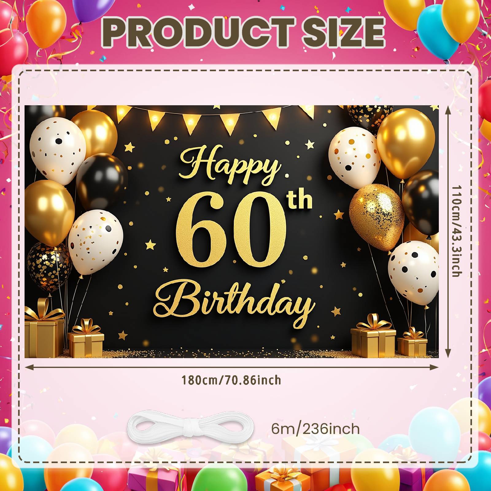 Birthday Celebration Backdrop Balloon Decorations Milestone Birthday Background 60th Birthday Display Luxury Design