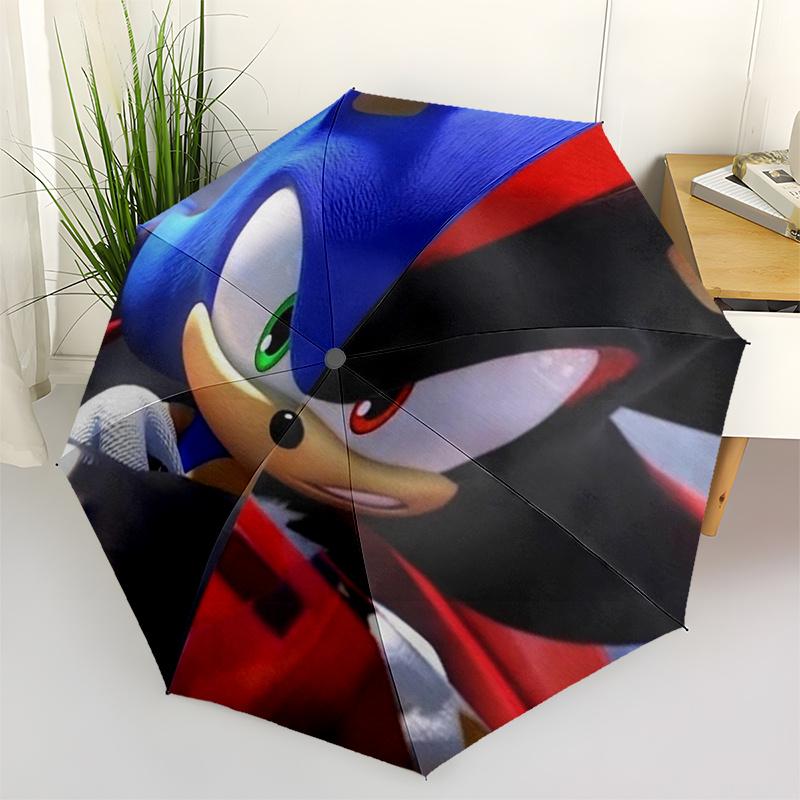 

Sonic the Hedgehog T-Shirt: Classic & Shadow Design Umbrella, Cute Umbrella with Cute Design, Portable 3-Fold Compact Umbrella for Men & Women, Valent