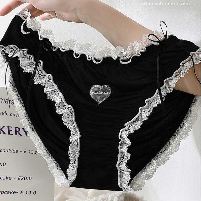 XL to 4XL Plus size Lolita Panties Japanese-Inspired Soft Lace Maiden briefs Comfort-Fit Leg Openings Sweat fairy underpant Sexy underwear