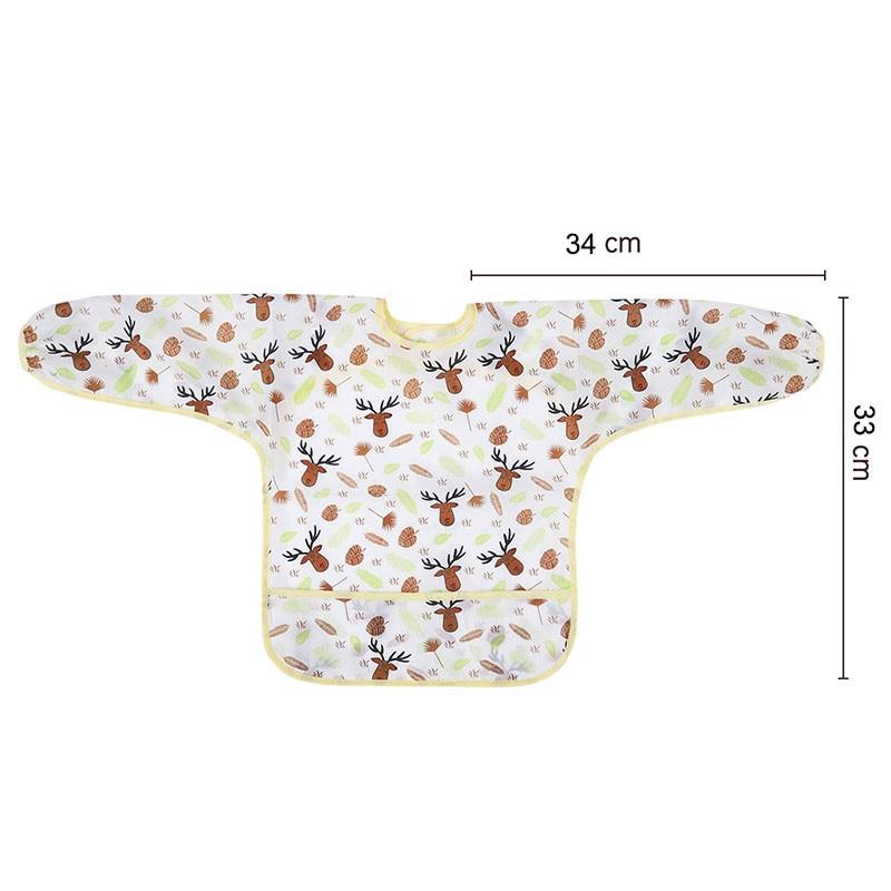 Baby Long Sleeve Waterproof Bibs Set of 4 for 0-6 Months Multicolor with Pocket
