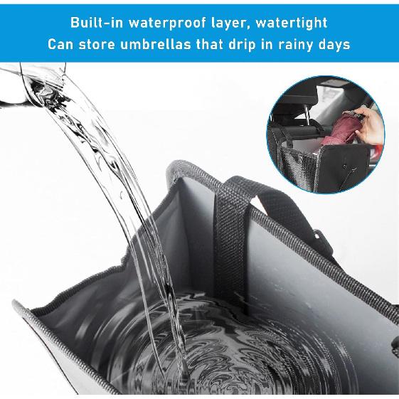 Foldable Car Trash Can, Waterproof Large Capacity Automotive Hanging Trash Bin, Leakproof Auto Garbage Bag Storage Container for All Vehicles,