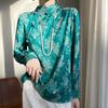 2024 Spring/Summer Women's Chinese Style Satin Jacquard Stand Collar Shirt