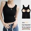 Damen Sommer Modal Geripptes Trägertop mit integriertem BH