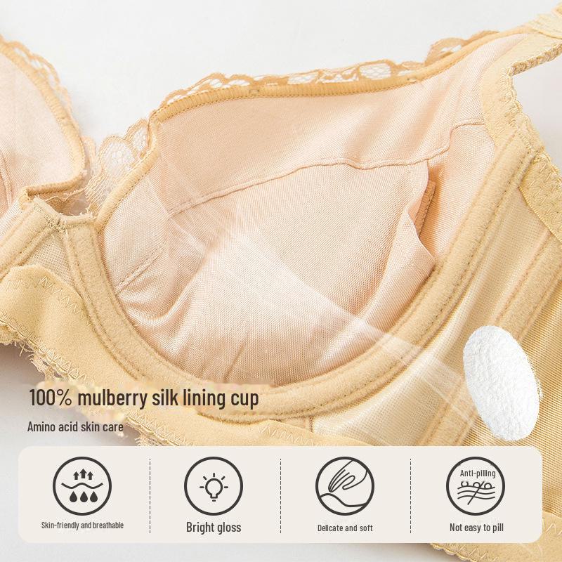 Sommer Neu Seide Französischer Dreieckscup Spitzen-BH für Kleine Brust