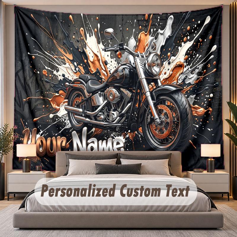 Motorradfahrer (59) Thema Personalisierte Wandteppich Benutzerdefinierter Name Text Wandbehang Tapisserie Haus Hintergrund Dekoration