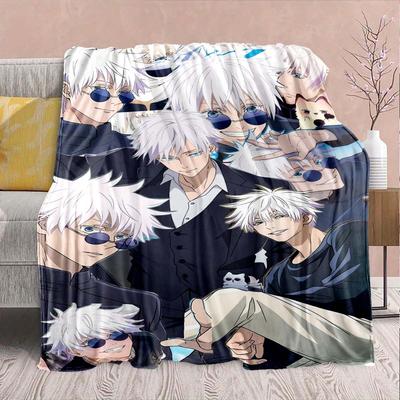 Jujutsu Kaisen Flannel Cartoon Blanket Soft Warm Throw Lightweight Cozy Sofa Bed Decor 