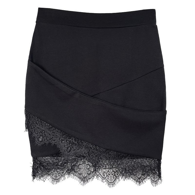 South Korea's Dongdaemun Lace Trim Sexy High Waist Slimming Mini Skirt for Women