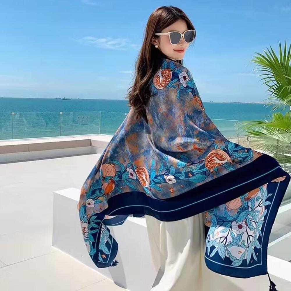 Chaka Salt Lake Great Northwest Tourism Ethnic Style Scarf Silk Scarf Women'S Summer Seaside Beach Shawl Sunscreen Thin