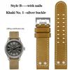 20mm 22mm Genuine Leather with Nails Watchband For Hamilton Khaki  H77616533 H70615733 Series Men's Watch Band Strap Wristband