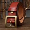 Retro Minimalistischer Glänzender Vollnarben Rindsleder Gürtel für Herren, Echtes Leder, Dornschließe, Lässig und Vielseitig Neuer Stil