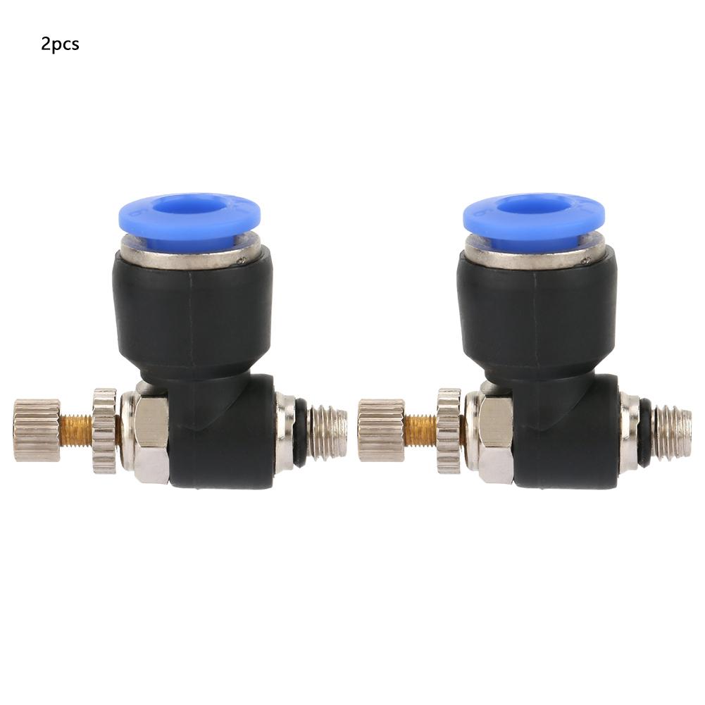 2pcs Tube Air Flow Speed Controller Pipe Pneumatic Fitting Regulator Valve(SL6 M5)