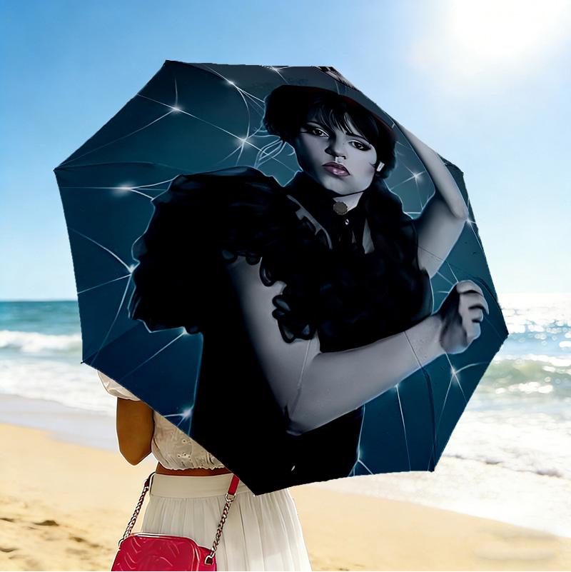 Dark Elegance 8 Ribs 3Fold Black Glue Uv Protection Umbrella Sun Protection Rainproof Compact Folding Umbrella For Travel Daily Use C923674