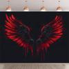 1 Banner with an Image of an Angel's Wings - Vivid Red and Black Wing Design Made of Polyester Fiber for Photo Wall Display