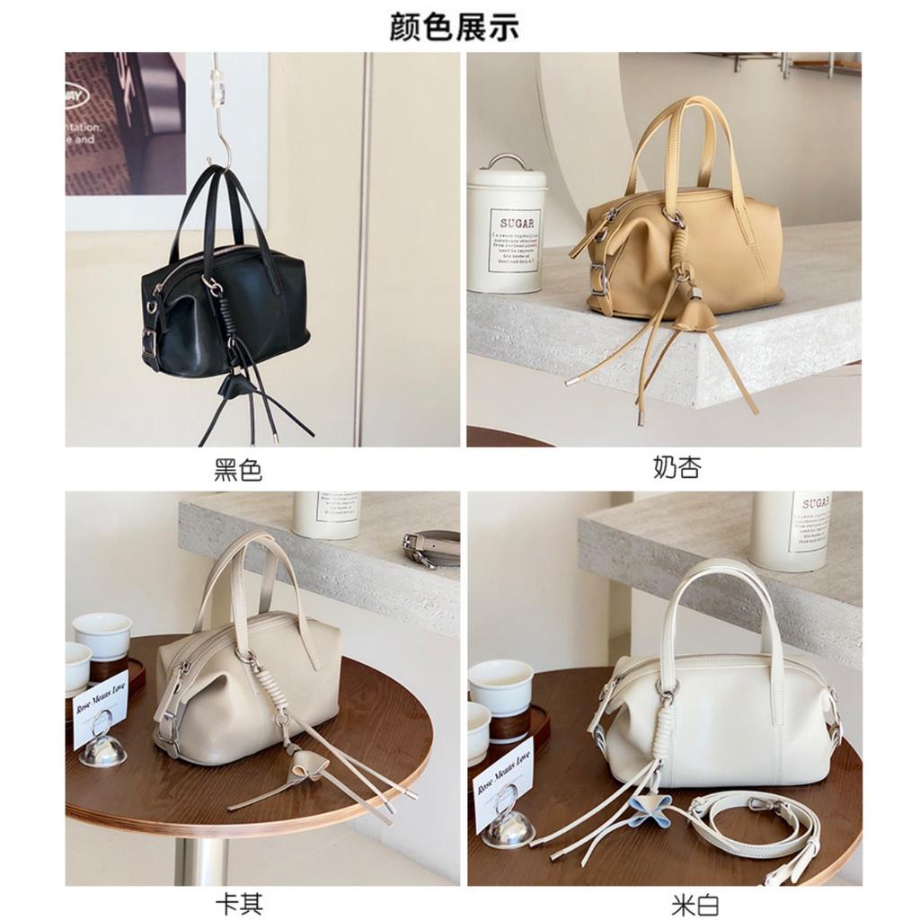 2026 New Cowhide Boston Pillow Bag Large Capacity Commuter Foreign Trade Leather Small Bag Casual Shoulder Crossbody Bag