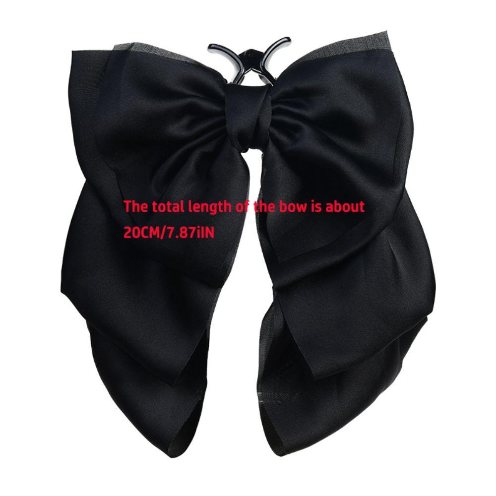 Large Bowknot Hairpin Satin Shark Clamp Fashion High Ponytail Barrettes  Headwear