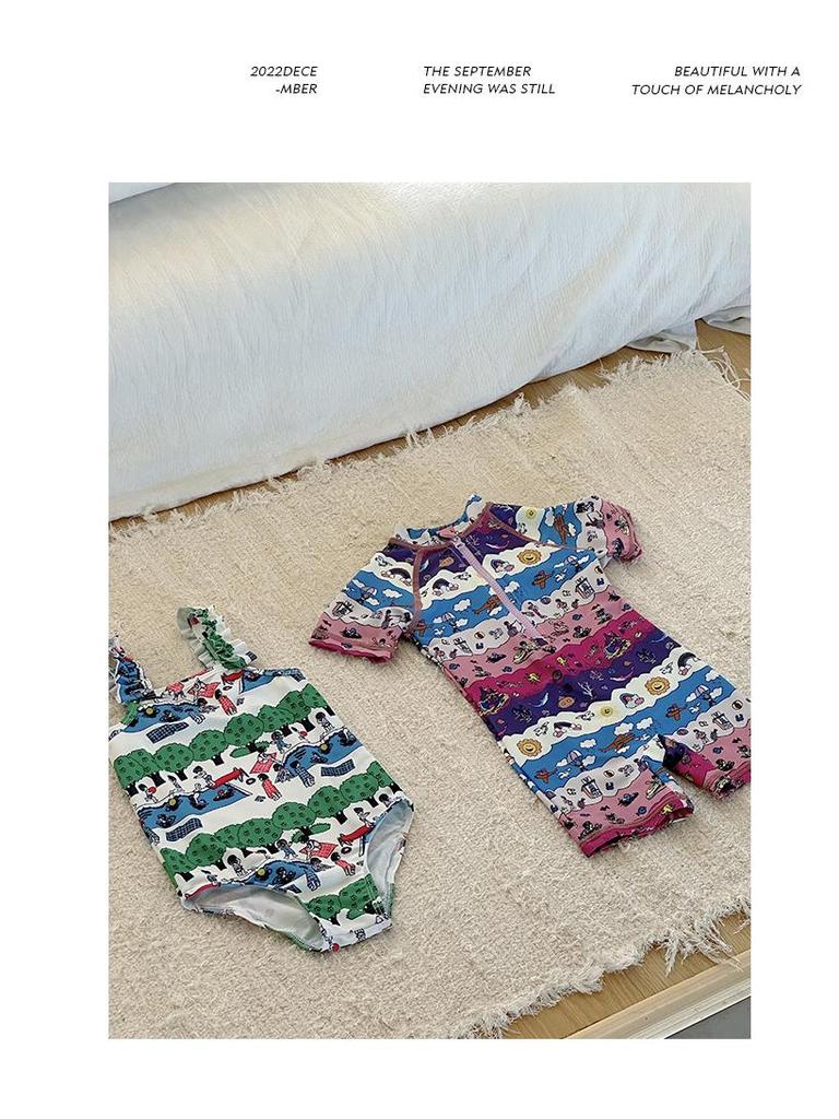 2025 Kids' Quick-Dry One-Piece Swimsuit - Brother & Sister Cute Beach Swimwear